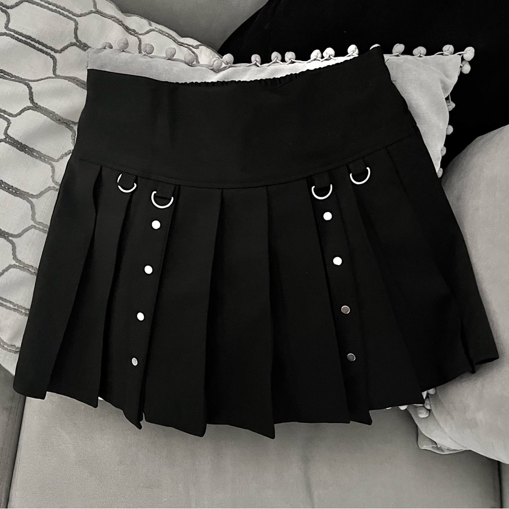 Harajuku Fashion Jiraikei Punk Goth Bondage Black D-ring Mini Skirt